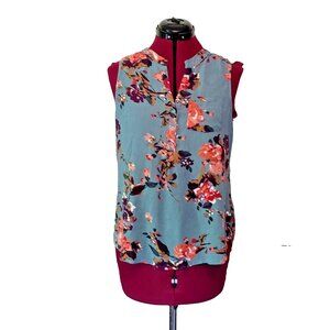 Market & Spruce Women's Multicolor Sleeveless Blouse Top Size Large Curved Hem